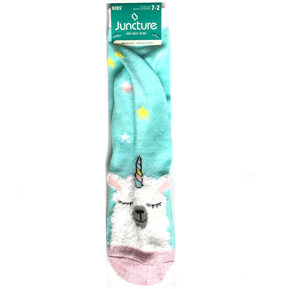 KIDS Llamacorn Furry Face Knee High Socks